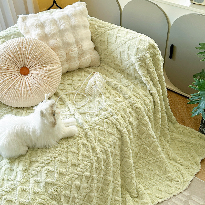 Cream Suede-Feel Sofa Cover – Full Couch Throw & Autumn Living Room Decor