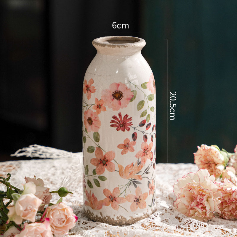 Retro Ceramic Vase – Vintage Farmhouse Flower & Dried Floral Decor