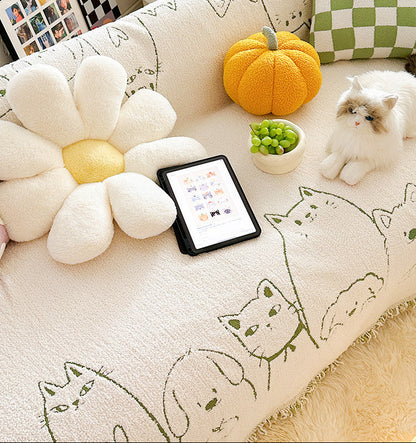Niedliche Katzen- & Hunde-Sofahusse – Plüsch-Sofaschutz mit voller Abdeckung