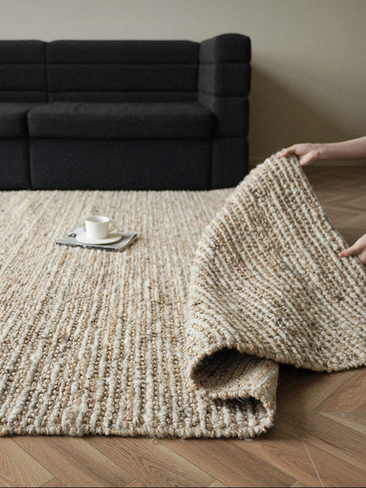 Wanyin Handwoven Jute & Wool Rug – Wabi-Sabi Living Room Carpet