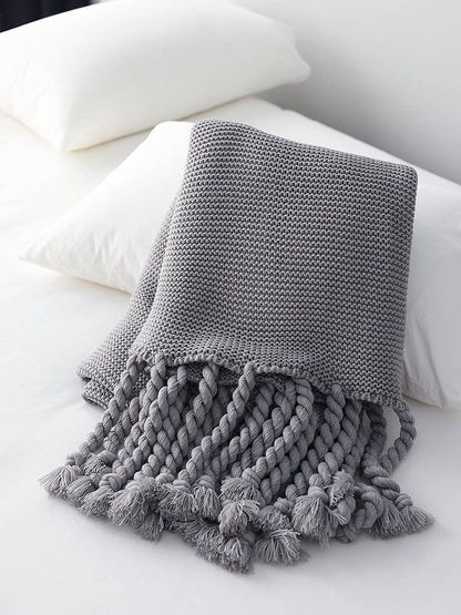 Leichte Kamel Strickdecke – Warme, gemütliche Sofa- & Bettdecke