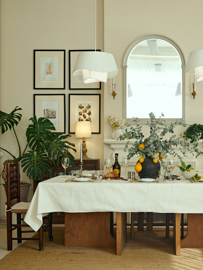 Textured Cotton Linen Tablecloth – Vintage American French Country Dining Cover