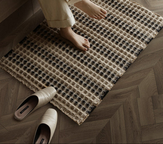 Handwoven Jute Rug – Wabi-Sabi Natural Floor Mat for Living Room & Entryway