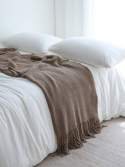 Amerikanischer Überwurf aus Gelbwurz-Gewebe – Strukturierte Dekodecke für Sofa & Bett