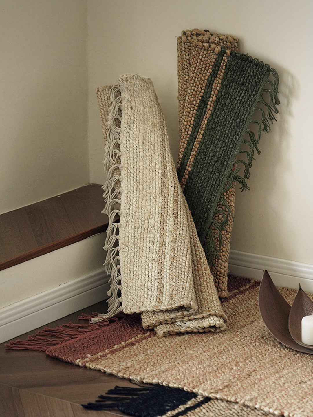 Fanwu Handwoven Jute Rug – Wabi-Sabi Natural Living Room & Bedroom Carpet