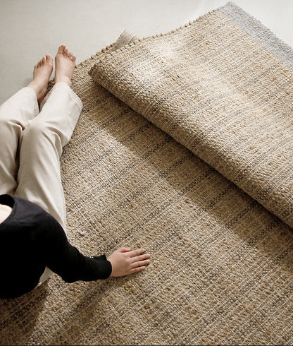 Wool & Jute Handwoven Rug – Wabi-Sabi Living Room & Bedroom Carpet