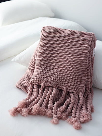 Leichte Kamel Strickdecke – Warme, gemütliche Sofa- & Bettdecke