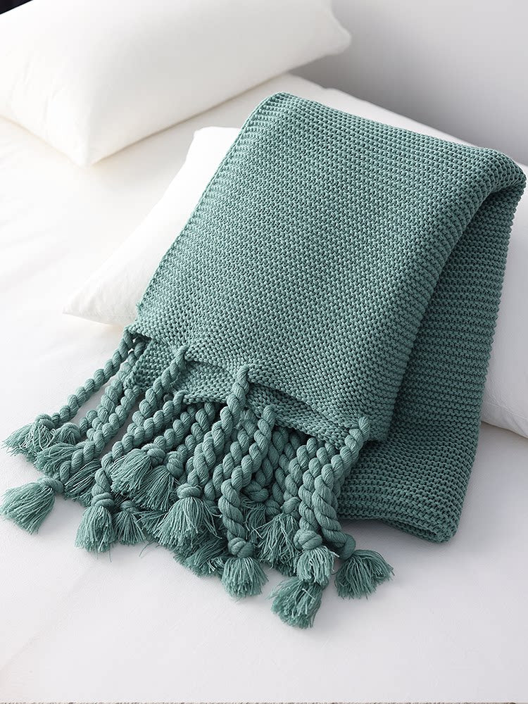 Light Camel Knitted Throw Blanket – Warm Cozy Sofa & Bed Decorative Blanket