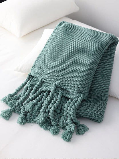 Leichte Kamel Strickdecke – Warme, gemütliche Sofa- & Bettdecke