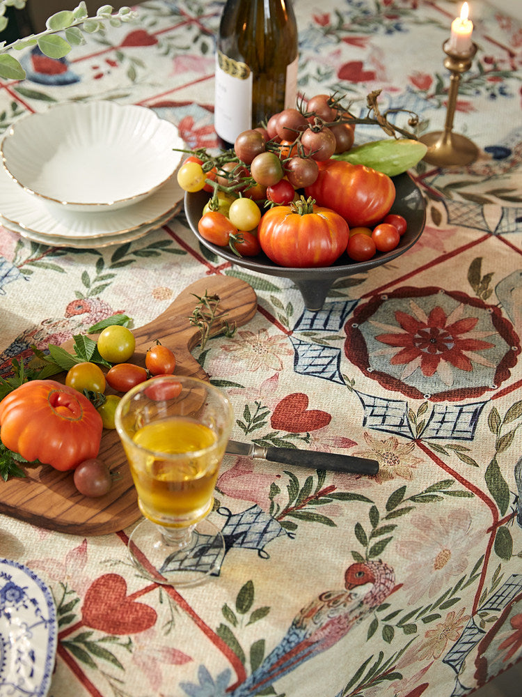 American Retro Floral Tablecloth – Vintage Pastoral Coffee Table Cover