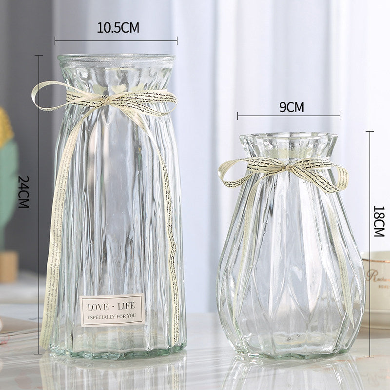 Set of 2 Clear Glass Vases – Hydroponic Plant &amp; Flower Display Decor