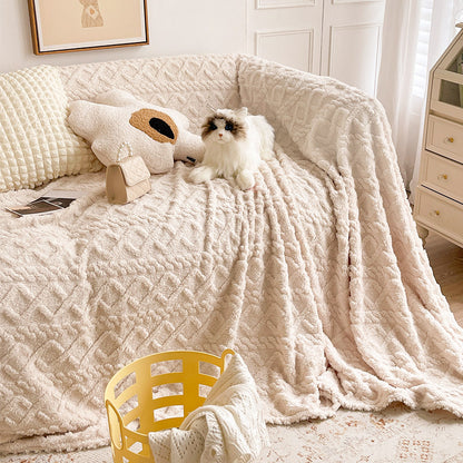 Cream Suede-Feel Sofa Cover – Full Couch Throw & Autumn Living Room Decor