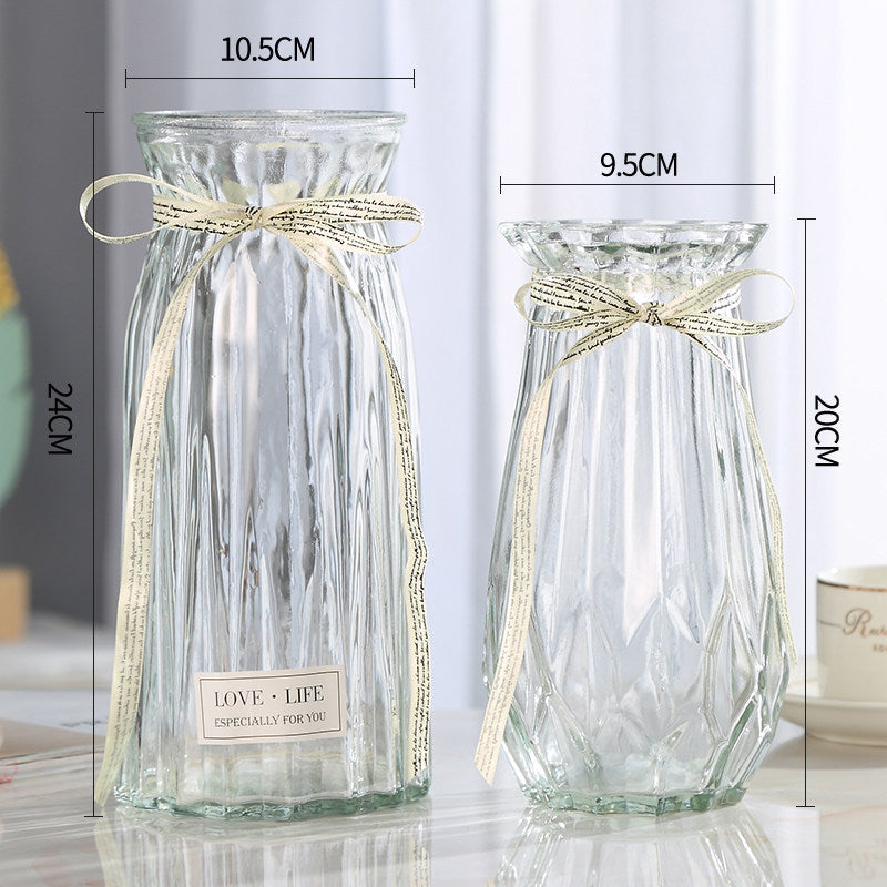 Set of 2 Clear Glass Vases – Hydroponic Plant &amp; Flower Display Decor