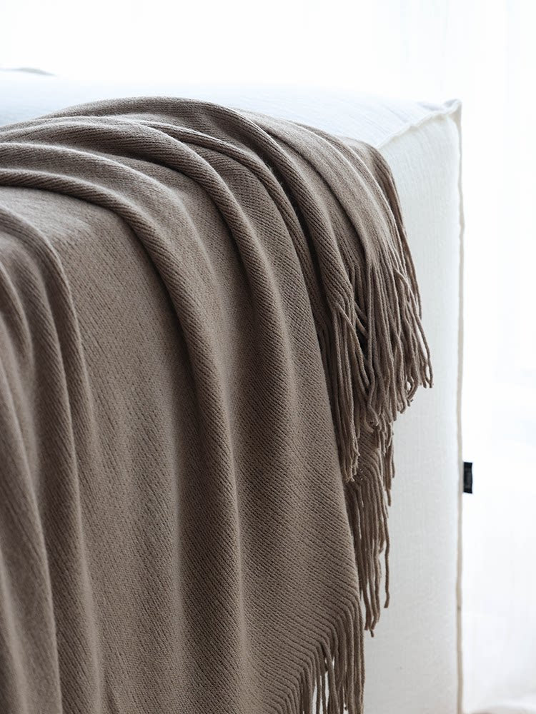 Wabi-Sabi Knitted Throw Blanket – Minimalist Sofa & Bed Decorative Cover