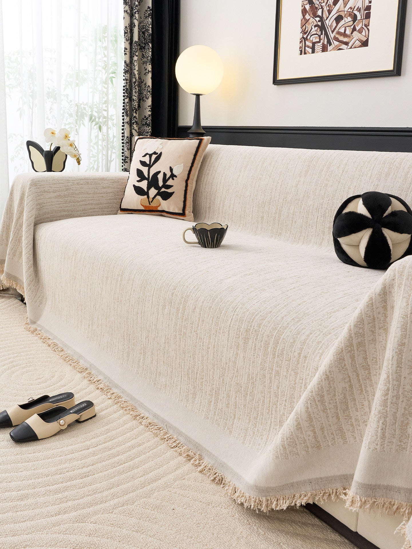 Chenille Sofa Cover – Full-Cover Couch Protector & Cat Scratch Protection