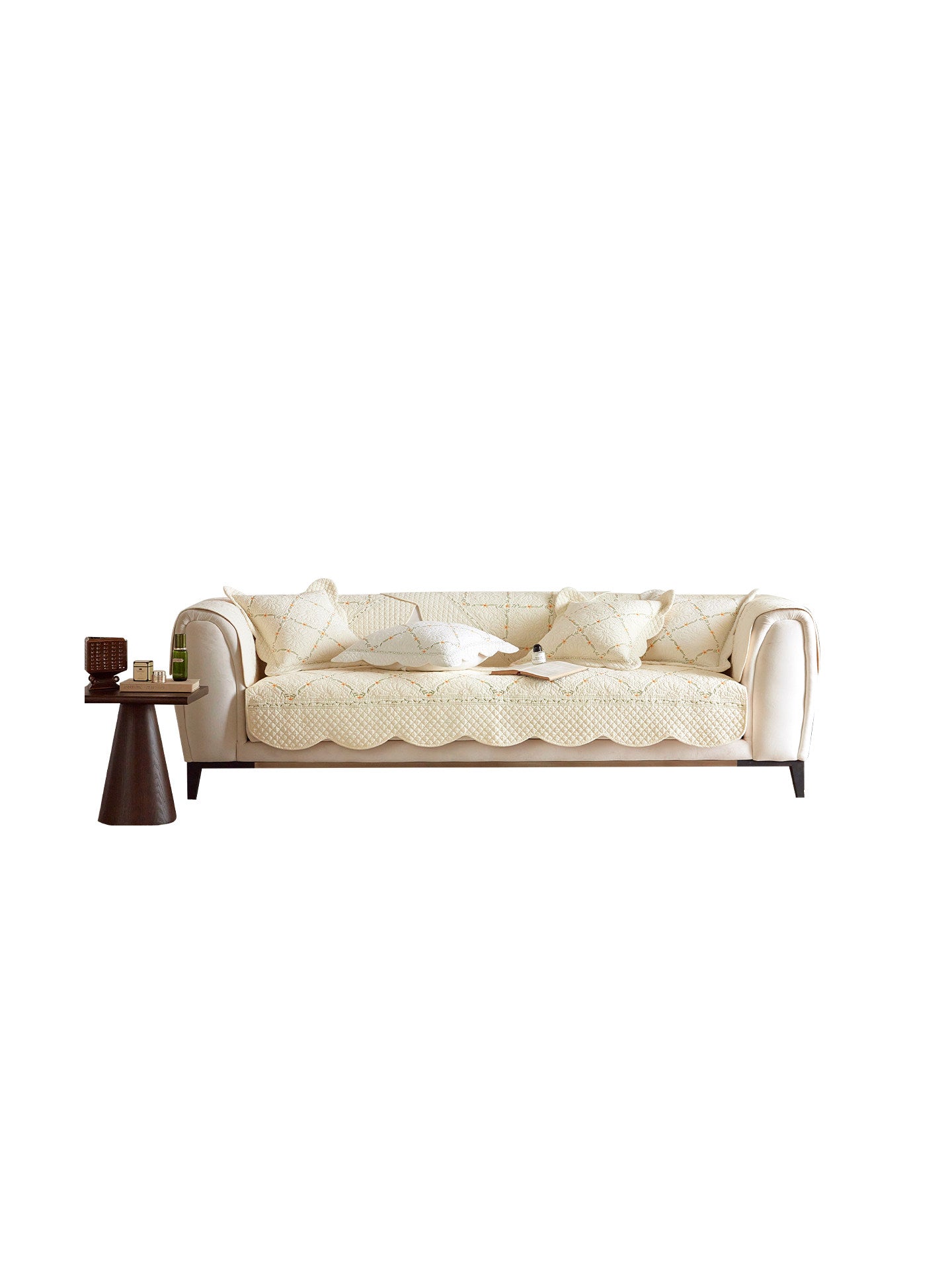 Embroidered Cotton Sofa Cover – Washed Cotton Couch Throw & Seat Cushion