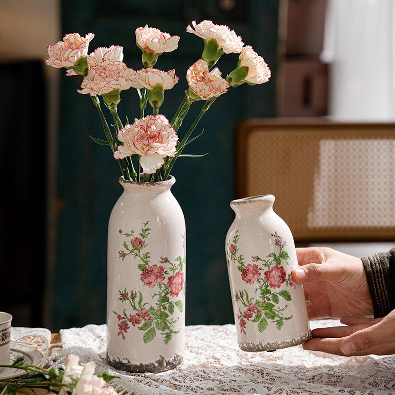 Retro Ceramic Vase – Vintage Farmhouse Flower & Dried Floral Decor