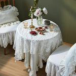 French White Lace Tablecloth – Nordic Floral Embroidered Coffee & Dining Table Cover
