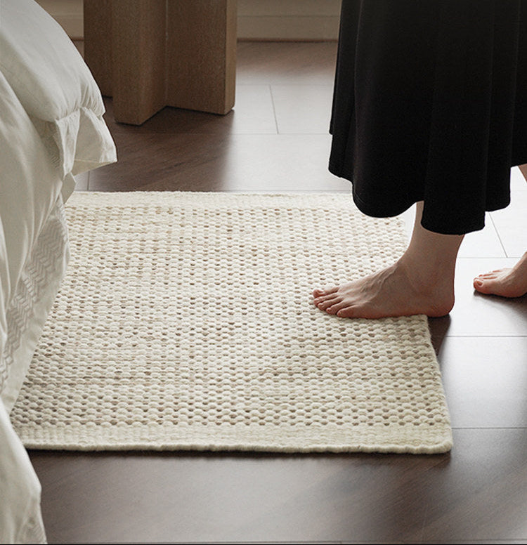 Natural Jute Wool Mini Rug – Premium Handwoven Bedside & Study Carpet