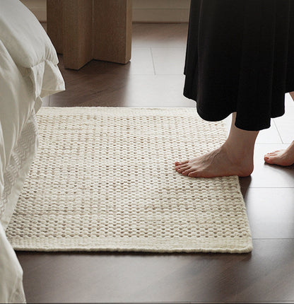 Natural Jute Wool Mini Rug – Premium Handwoven Bedside & Study Carpet