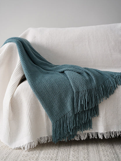 Gestrickte Decke im nordischen Kornmuster – Dekorativer Überwurf für Sofa & Bett