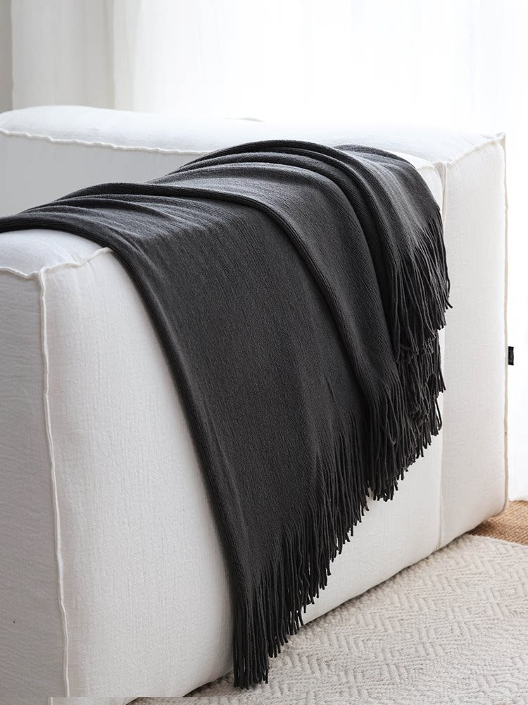 Wabi-Sabi Knitted Throw Blanket – Minimalist Sofa & Bed Decorative Cover