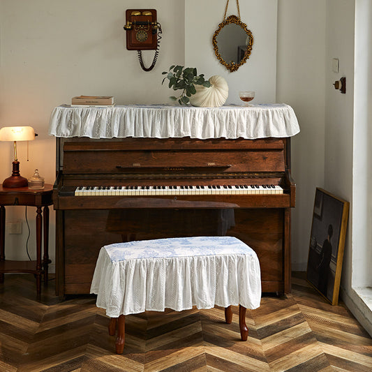 French Embroidered Piano Cover – Elegant Dustproof Piano & Stool Cover Set