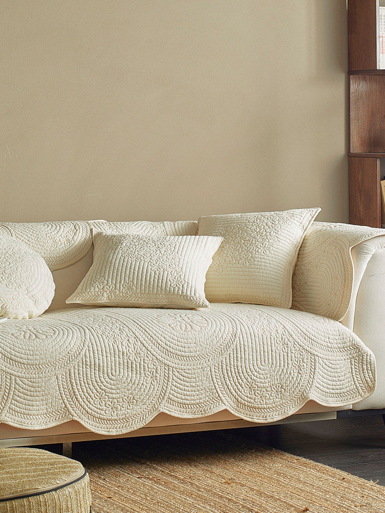 Wabi-Sabi Washed Cotton Sofa Cover – Vintage Couch Throw & Seat Cover