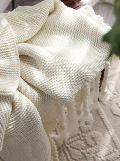 Leichte Kamel Strickdecke – Warme, gemütliche Sofa- & Bettdecke