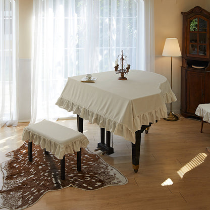 French White Rose Tablecloth – Vintage Floral Cotton Linen Dining Table Cover