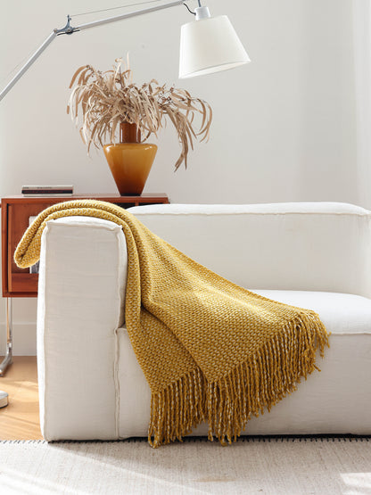 Sky Blue Nordic Knitted Throw Blanket – Long Sofa & Bed Decorative Runner