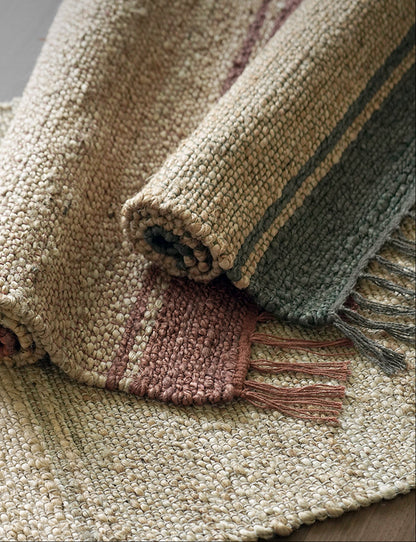 Fanwu Handwoven Jute Rug – Wabi-Sabi Natural Living Room & Bedroom Carpet