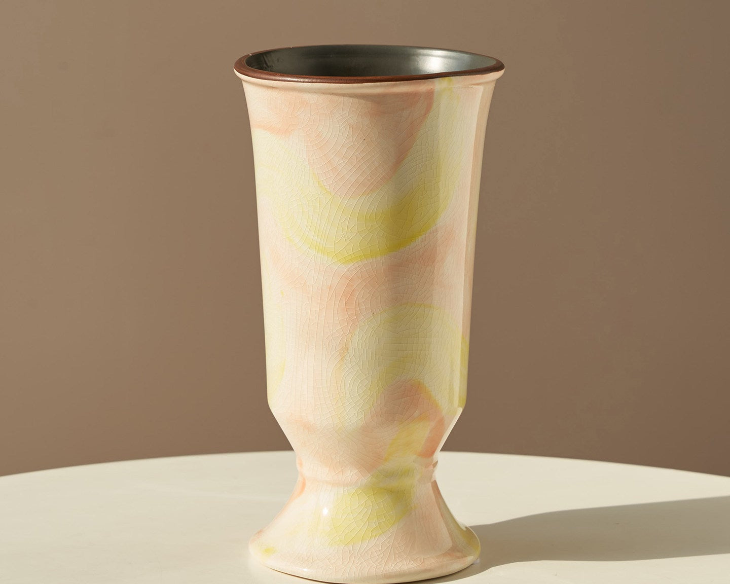 Pink &amp; Green Ceramic Vase – Country Style Floral Decor for Living Room