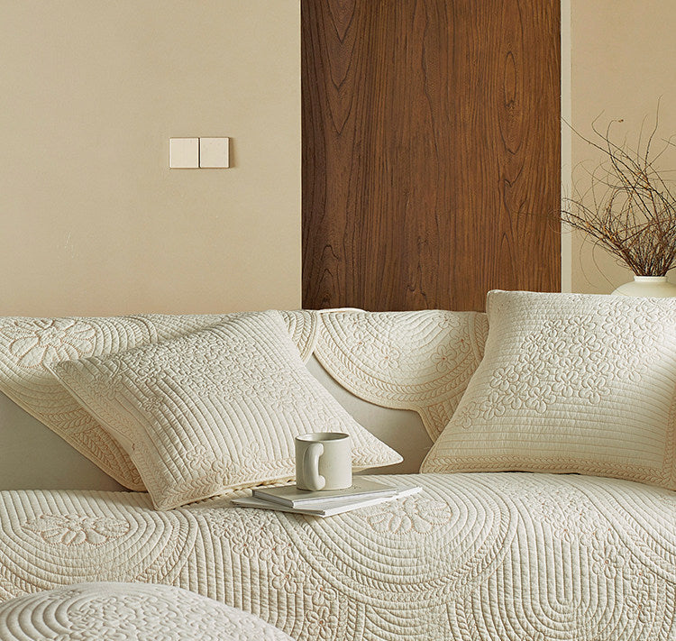 Wabi-Sabi Washed Cotton Sofa Cover – Vintage Couch Throw & Seat Cover