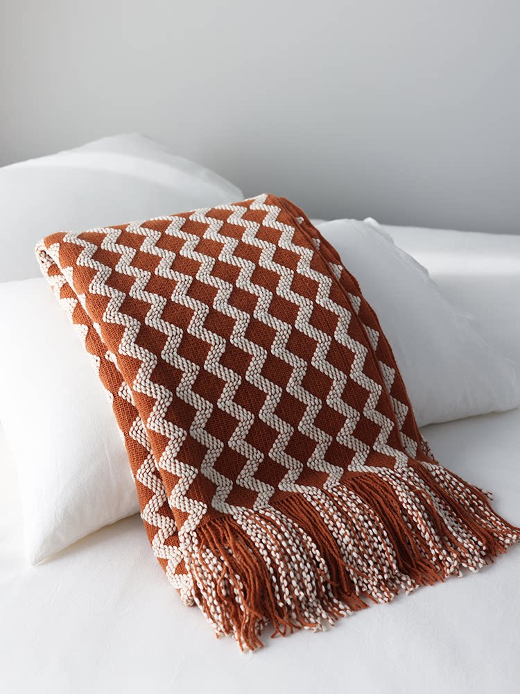 Nordic Yellow Knitted Throw Blanket – Long Decorative Sofa & Bed Runner
