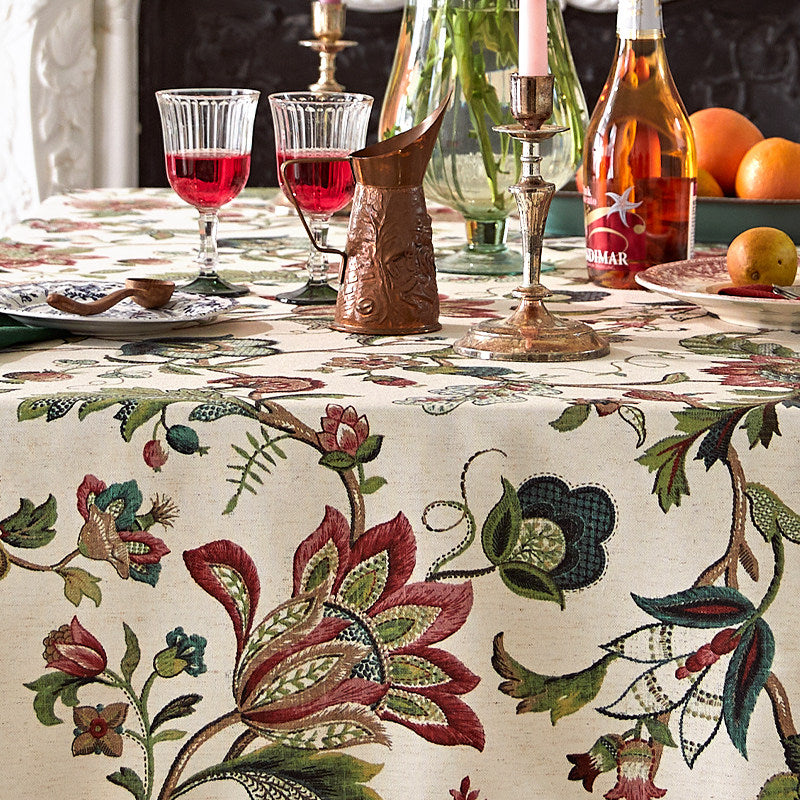 American Vintage Cotton Linen Tablecloth – Rustic Waterproof Dining Table Cover