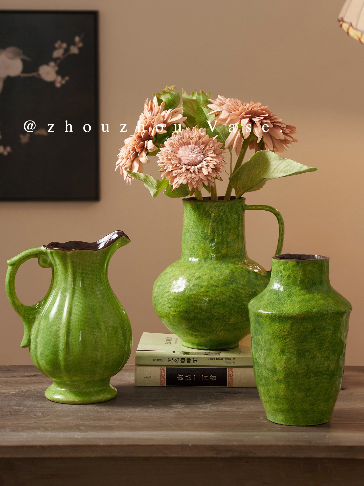 Jingdezhen Green Ceramic Vase – Vintage Flower &amp; Hydroponic Decor