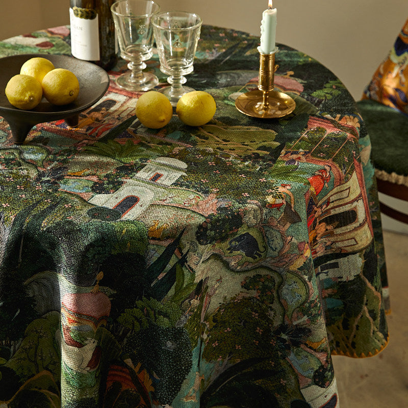 Retro American Nordic Tablecloth – Vintage Pastoral Christmas Dining Table Cover