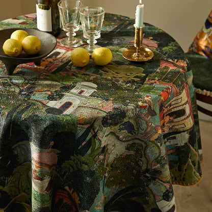 Retro American Nordic Tablecloth – Vintage Pastoral Christmas Dining Table Cover