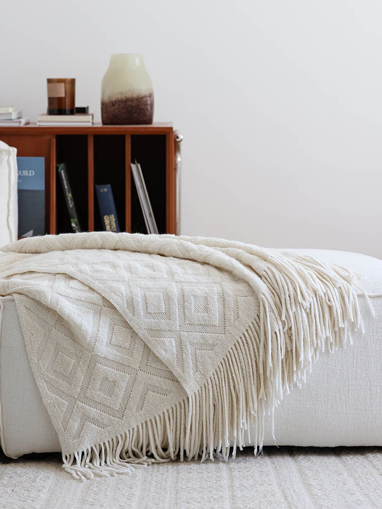 New knitted bed foot towel, homestay hotel model room bed runner, sofa decorative blanket, spring-autumn free shipping, imitation wool