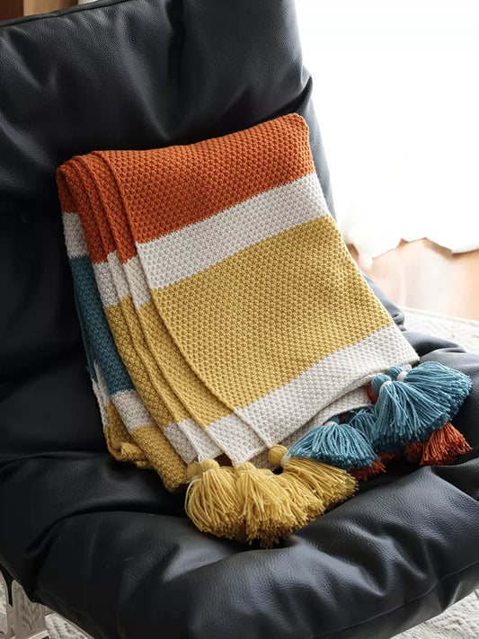 Dopamine Knitted Throw Blanket – Colorful Sofa & Bed Decorative Blanket