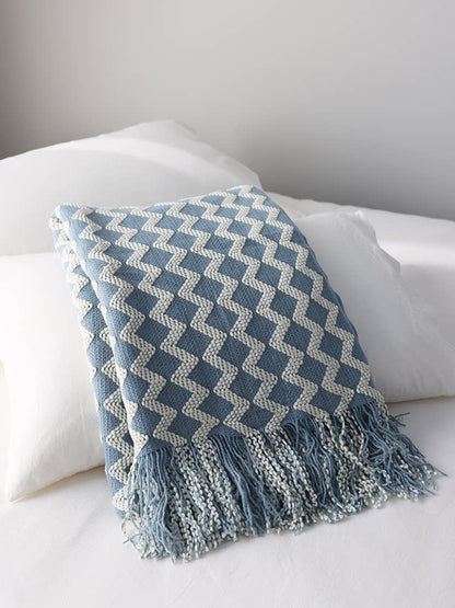 Nordische gelbe Strickdecke – Langer dekorativer Sofa- und Bettläufer
