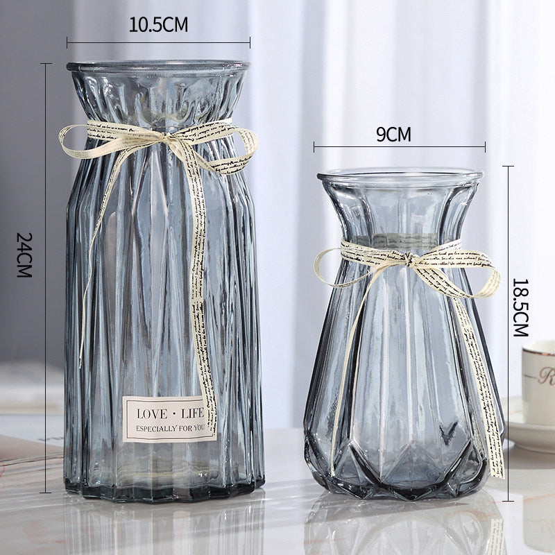 Set of 2 Clear Glass Vases – Hydroponic Plant &amp; Flower Display Decor