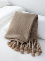 Leichte Kamel Strickdecke – Warme, gemütliche Sofa- & Bettdecke