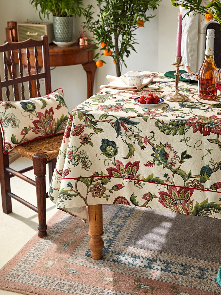 American Vintage Cotton Linen Tablecloth – Rustic Waterproof Dining Table Cover