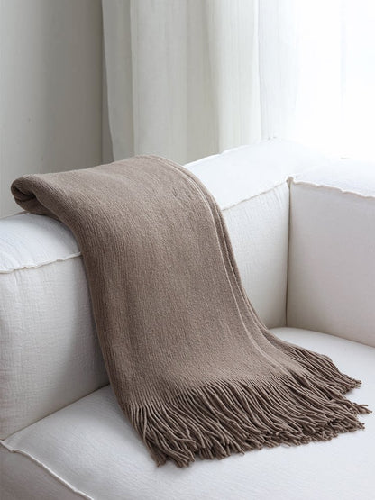 Wabi-Sabi Knitted Throw Blanket – Minimalist Sofa & Bed Decorative Cover