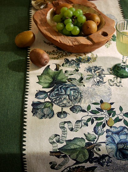 Vintage Green Tassel Table Runner – American & British Dining Decor
