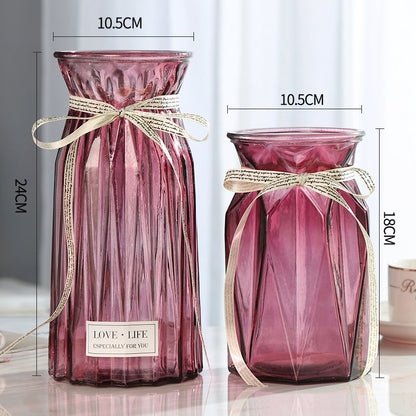 Set of 2 Clear Glass Vases – Hydroponic Plant &amp; Flower Display Decor