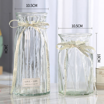Set of 2 Clear Glass Vases – Hydroponic Plant &amp; Flower Display Decor