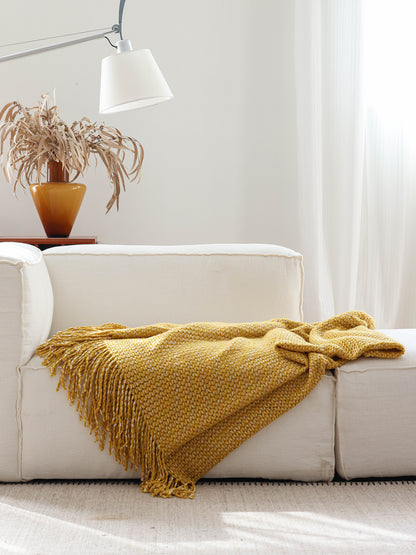 Sky Blue Nordic Knitted Throw Blanket – Long Sofa & Bed Decorative Runner